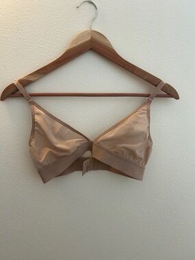 Negative Sieve Triangle Bralette Bra Size 2 Nude Sheer Unlined Wireless Stretch